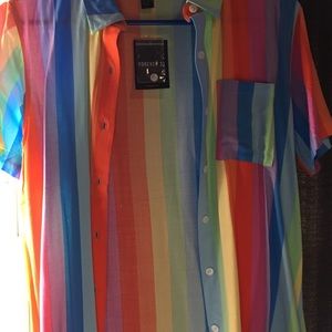 [ Forever 21 ]  Rainbow Striped Button-Down